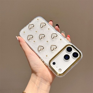 2025 INS เคสโลหะสีเงินลายรักดอกไม้หัวใจสำหรับ iPhone 17 Air 16 PRO MAX 14 13 12ฝาหลังโปร่งใส - Product Image 4