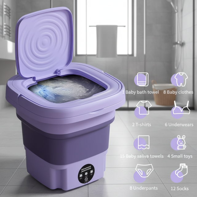 Best-selling Mini Semi-automatic Foldable Plastic Freestanding Portable Household Top Electric Washing Machine 9L Capacity