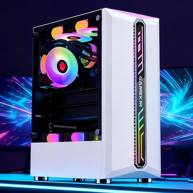 GAMEKM RGB Light Bar ATX Mid Tower Case Tempered Glass Water Cooled DIY Gaming Esports Power Supply Stock