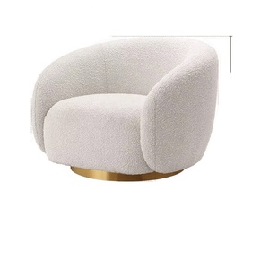 Fauteuil simple nordique, fauteuil de salon pivotant en peau de mouton, options de couleurs disponibles - Product Image 5