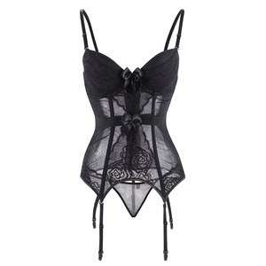 Corsé de encaje negro de calidad para mujer, lencería Sexy de talla grande, corsés de pecho grande y corpiño, lencería para mujer - Product Image 1