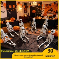 Großhandel Halloween 30cm Plastik-Skelett Lebensechter Menschlicher Knochenschädel Ornament Dekorative Requisiten für Innenräume Bars Spukhäuser Escape Rooms