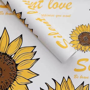 Luxury 58*58cm <strong>Sun</strong> Flower Pattern <strong>Printed</strong> Plastic Waterproof Flower Wrapping <strong>Paper</strong> for Florist Wrapper - Product Image 6