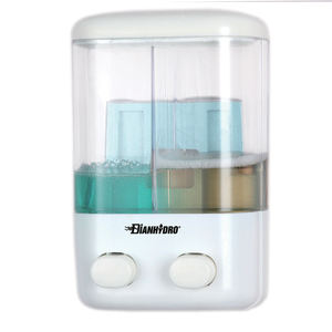 Dispenser di Sapone a Muro a Doppio Scomparto 0,48L X2 in Materiale ABS per Hotel e Aree Pubbliche - Product Image 1