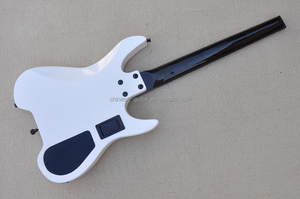 Guitarra Eléctrica Sin Cabeza Flyoung Blanca, Fabricada a Medida, Herrajes Negros, Instrumento de Cuerdas para Zurdos - Product Image 6