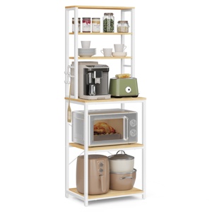 VASAGLE, venta al por mayor, panaderos de estilo moderno con 6 ganchos, estante de marco de acero, estante de 6 niveles para microondas, estante organizador de cocina - Product Image 1