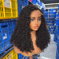 Peluca rizada Pixie lista para usar, cabello humano indio, sin pegamento, al por mayor, cabello natural con pelucas frontales de encaje completo HD para mujer