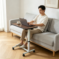 Table de chevet réglable et pratique sur roulettes, plateau mobile avec roues pour personnes âgées, patients, soins à domicile, lit d'hôpital