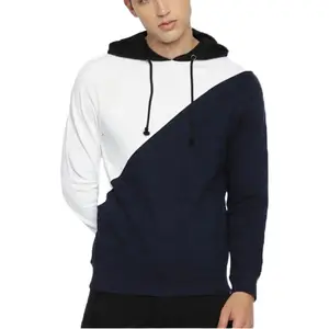 Men's Color-Blocked Hoodie Stylish Urban Streetwear Comfortable Cotton Blend Pullover with Adjustable Hood