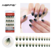 AIERFEI court en forme d'amande Gel ongles conseils plus récent Ombre presse sur les ongles couleur verte faux ongles fabricant