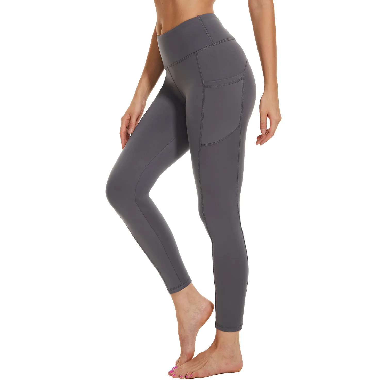 High waist tummy control butt lift daily wear outwork women thick thermal velvet leggings with pockets