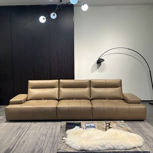Nordic Modern Italian Style Down Filled Dark Gray Leather <b>Sofa</b> Master Design <b>For</b> Medium And Small Home - Product Image 2