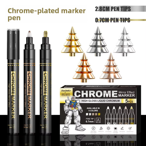 <span class=keywords><strong>Stylo</strong></span> en métal chromé pour retouche de peinture automobile, <span class=keywords><strong>stylo</strong></span> de galvanoplastie pour figurines de modèles, marqueur anti-rayures, <span class=keywords><strong>stylo</strong></span> chromé - Product Image 1