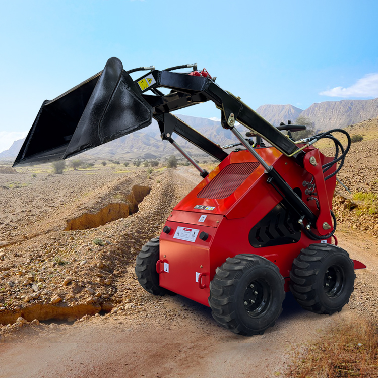 Stand-up Wheel Mini Skid Steer Loader With Bucket, Lawn Mower, Snow Blower and Other Attachments
