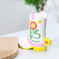 Petit Vase de botte de Cowboy Vase de botte de Cowgirl mignon Décor d'étagère en céramique colorée pour la maison ou le bureau Unique Porte-fleur Funky excentrique