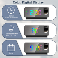Réveil électronique numérique à LED Projecteur de plafond avec temps de projection rotatif à 180 USB Horloge de bureau pour chambre à coucher et chevet