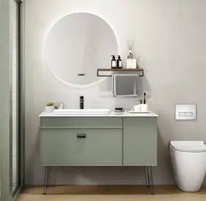 Tocador de baño de lujo de PVC, lavamanos de mármol antiguo personalizado de estilo europeo con doble lavabo