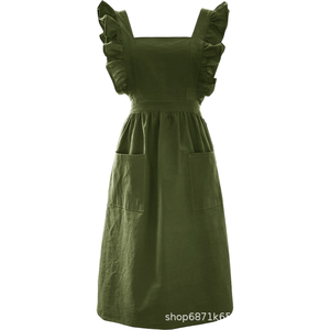 ผ้ากันเปื้อนเอวผ้าฝ้ายขายส่ง รับทำโลโก้ ผ้ากันเปื้อนผู้หญิงแบบไม่มีแขน สำหรับร้านดอกไม้ ร้านทำเล็บ ร้านกาแฟ ชุดทำงาน OEM - Product Image 3