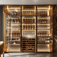 Cave à vin moderne en cristal avec serrure tactile intelligente, présentoir haut de gamme pour spiritueux et whisky avec étagères réglables