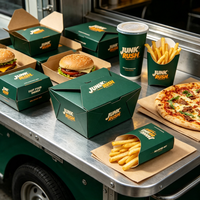 Boîte à emporter pliable en kraft de qualité alimentaire, trois tailles personnalisables, achat en gros pour riz, barbecue, snacks, traiteur, fournisseurs de détail