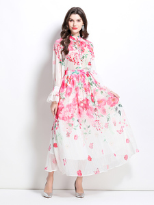 Abito floreale lungo estivo da donna alla moda abbigliamento Casual Maxi abiti eleganti (vestito taglie forti disponibile) - Product Image 2