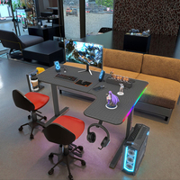 Vente chaude en forme de L RGB Éclairage Bureau de jeu Bureau d'ordinateur en bois moderne personnalisable avec surface en carbone directement de l'usine