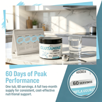 Poudre de glutamine OLLI 5000 mg par portion, soutient la barrière intestinale, la défense immunitaire, la santé intestinale, acide aminé, complément alimentaire pour la forme physique