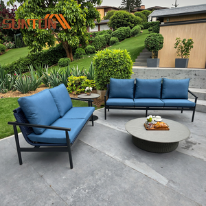 Set di Mobili da Giardino Living Accents Stile Parigino Nordico <span class=keywords><strong>Esotico</strong></span>, Divani da Esterno in Alluminio Nero Impermeabili e Durevoli - Product Image 1