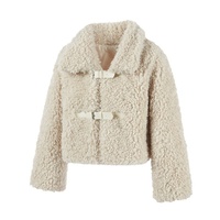Manteau en fausse fourrure douce, style nouveau, sur mesure, inspiré du style classique, en laine roulée, avec boutons en cuir et revers, manches longues, pour automne/hiver