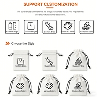 Tas Serut Katun Organik Logo Kustom Ramah Lingkungan Kantong Perhiasan Kanvas Alami Kemasan Kecil Berkelanjutan Hadiah Grosir