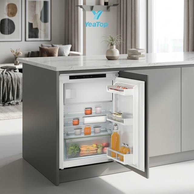 118L Mini Smart Frost-Free Refrigerator Electric Air Cooling Low Noise Plastic Single Door Hotel Island-built in Larder