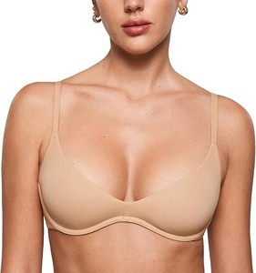 Women's Inbarely Plus Plunge Bra Triangle Thin Solid Unlined Underwire Seamless Wireless Breathable Nylon Knitted Everyday Soft