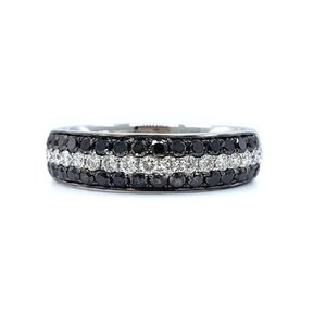 925 Sterling <b>Silver</b> Black Rhodium Plated Brilliant Cut Black White Moissanite <b>Mens</b> Luxury Wedding Band Hip Hop Statement <b>Ring</b> - Product Image 1