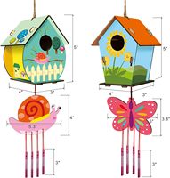 Kit de 4 maisons d'oiseaux en bois à peindre et carillons éoliens – Kits DIY pour maisons d'oiseaux et carillons éoliens – Kit de bricolage