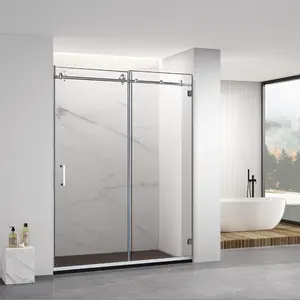 Puertas de ducha deslizantes sin marco de una forma, recintos de ducha de vidrio templado de 8mm para Baño