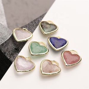 Mới nhất đáng yêu kích thước nhỏ đá quý làm mặt dây chuyền trái tim thời trang vàng bezel tự nhiên handmade thạch anh tím đá trái tim quyến rũ - Product Image 6
