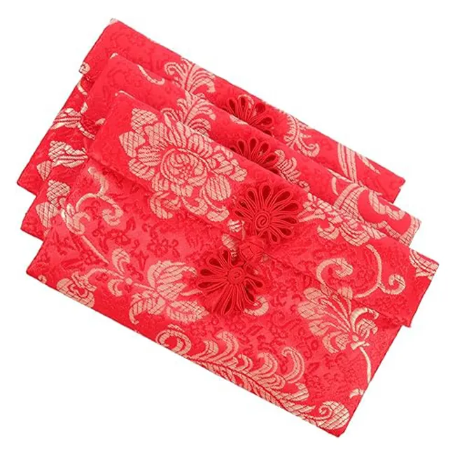 Chinese Red Envelopes Red Purse Satin Envelope Pouch Large Spring Festival Red Pockets Chinese Style Cloth Tassel