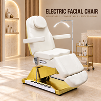 Table de massage électrique réglable de luxe pour salon de beauté, lit esthétique doré pour soins du visage et extensions de cils