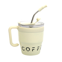 Tasse de 16oz à double paroi Vaso De Acero Inoxidable Gourde D "eau Tasses à café sous vide en acier inoxydable 18/8 avec couvercle paille