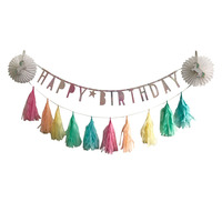 EASTTERN Prix de gros usine Kit de fête d'anniversaire mini durable avec guirlande de lettres, éventail en papier et pompon pour enfants, fournitures pour usage intérieur