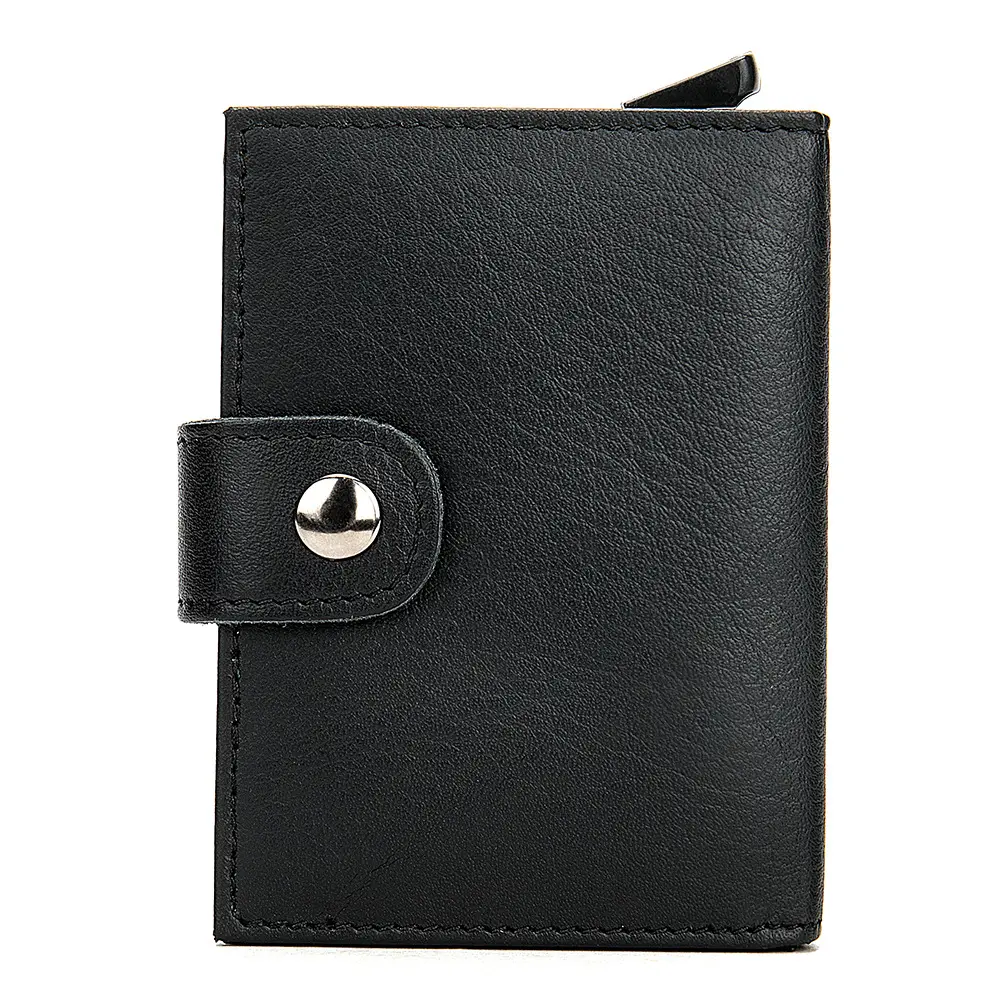 Custom 2023 New Men's Italian Leather wallet Personalized Black Wallet Rfid Blocking Business Purse Card Holder