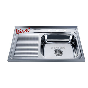 Fregadero de <span class=keywords><strong>cocina</strong></span> de un solo seno con escurreplatos de acero inoxidable 304 para encimera - Product Image 1