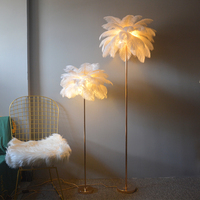 Lampadaire LED pour décoration de salon, lampe autoportante en cuivre, plume d'autruche, luxe nordique, décoration de maison, métal peint