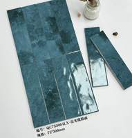 Carreaux muraux 75x300mm bleus effet métro, en céramique brillante, pour cuisine, salle de bain, restaurant, hôtel, faits à la main