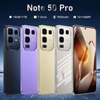 Nuevo anuncio Techno Android Note 50 Pro 8GB + 512GB 5G Dual SIM Teléfono móvil Resolución de pantalla HD LTE Cellular MTK Deca Core