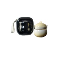 Service à thé en céramique pour voyage en plein air, créatif, souvenir, ensemble portable une tasse et une théière, cadeau en forme de gourde
