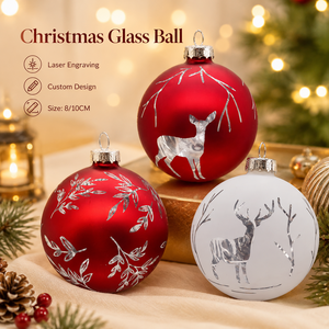 Palline <span class=keywords><strong>di</strong></span> Vetro Personalizzabili con Incisione Laser per Natale, Decorazioni per Albero <span class=keywords><strong>di</strong></span> Natale all'Ingrosso per Marchi e Rivenditori - Product Image 2