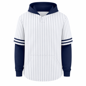 Camiseta de Béisbol Personalizada para Hombre, con Capucha y Rayas, Estilo Henley, de Manga Corta, con Logotipo del Equipo, Estilo Urbano - Product Image 5