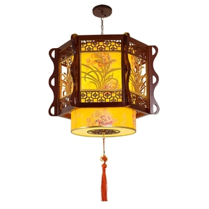 Lustre antique de style chinois, lampe de restaurant, hôtel, projet de fondue chinoise, prune, orchidée, chrysanthème - Product Image 5