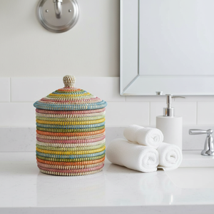 Cesti Portaoggetti Decorativi Moderni in Cotone Naturale Intrecciato con Coperchio, Impilabili e Appendibili per il <span class=keywords><strong>Bagno</strong></span> - Product Image 2